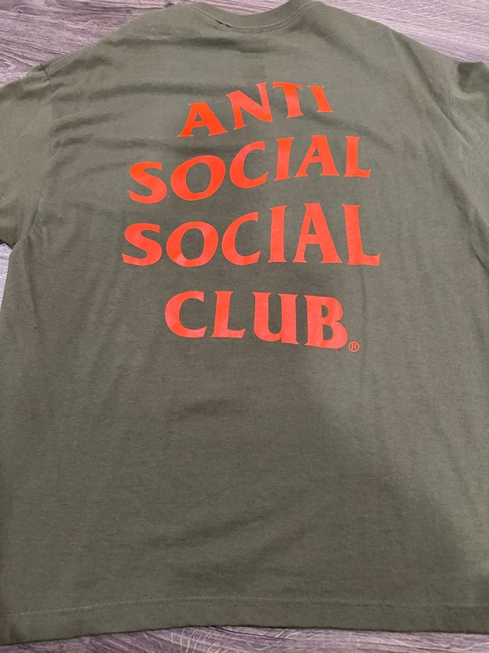 Anti Social Social Club Olive Green Tee with Orange 'PARANOID' Graphic